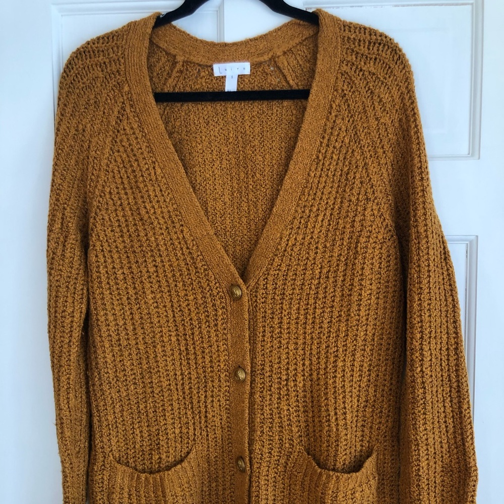 Deep v neck button up sweater - Picture 2 of 4